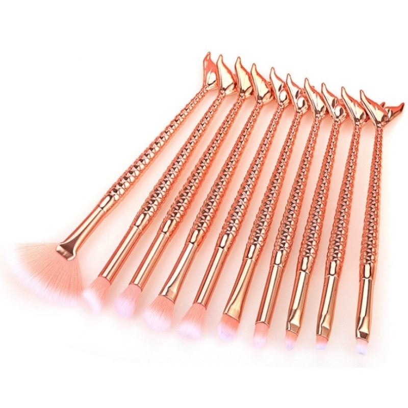 10-Piece Mermaid Makeup Brush Set