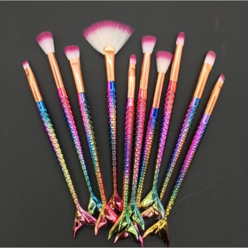 10-Piece Mermaid Makeup Brush Set