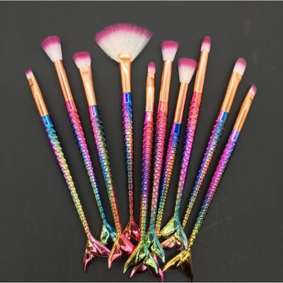 10-Piece Mermaid Makeup Brush Set