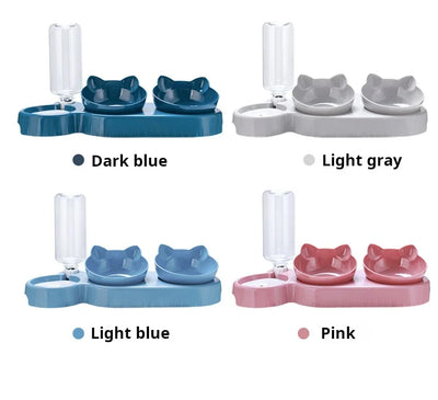 3-in-1 Elevated Cat Bowls with Automatic Water Dispenser