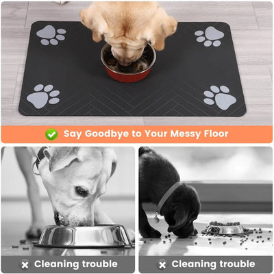 Absorbent Pet Feeding Mat - Waterproof Placemat for Dog & Cat Bowls