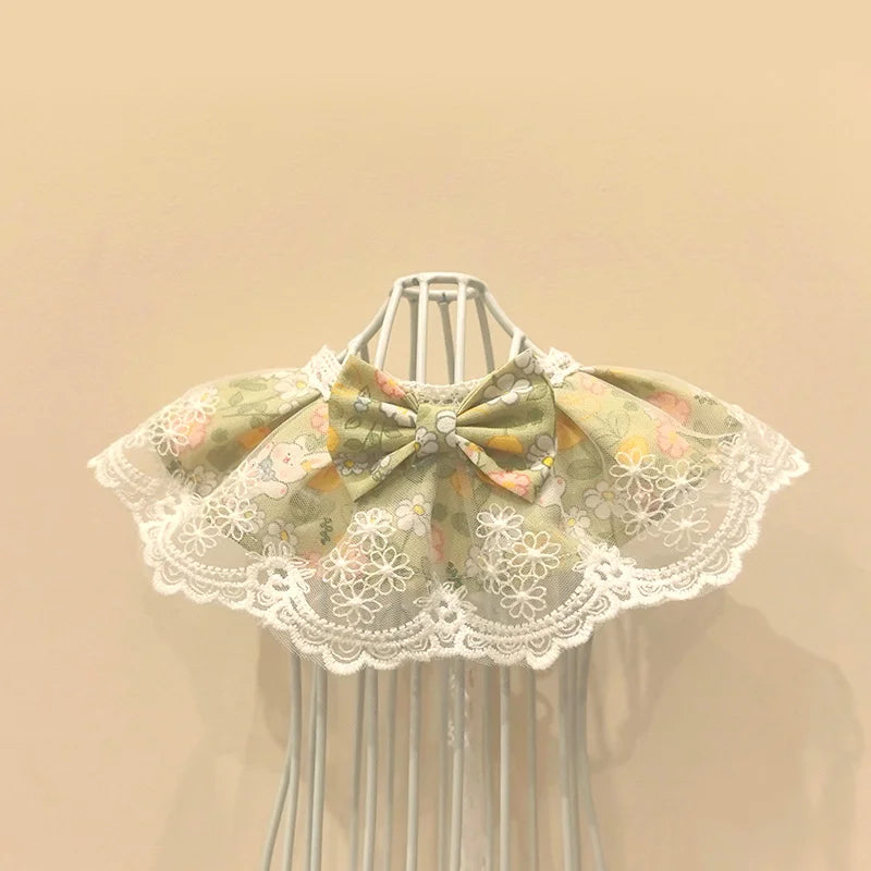 Fashion Pet Bandana with Lace, Adjustable Cat Dog Bib Scarf for Puppy Kitten, Cute Ruffle Collar Accessory for Small Medium Pets