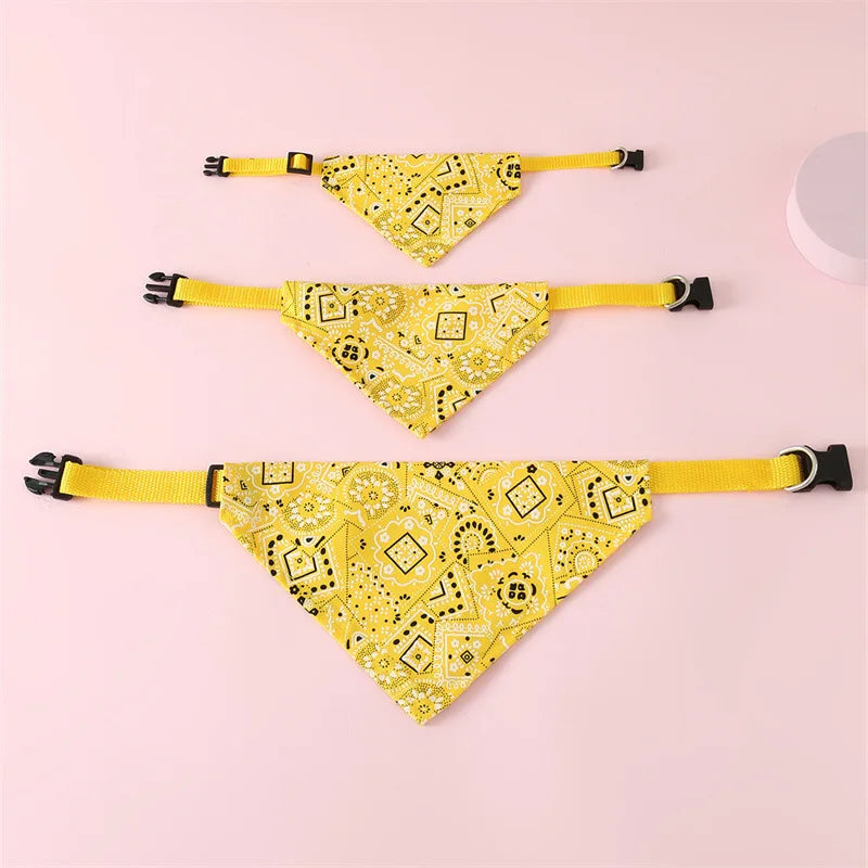 1pc Pink Color Random Pattern Pet Bandana With Adjustable Triangle Shape & Buckle Pet Dog Neck Scarf Puppy Cat Dog Collar Bibs