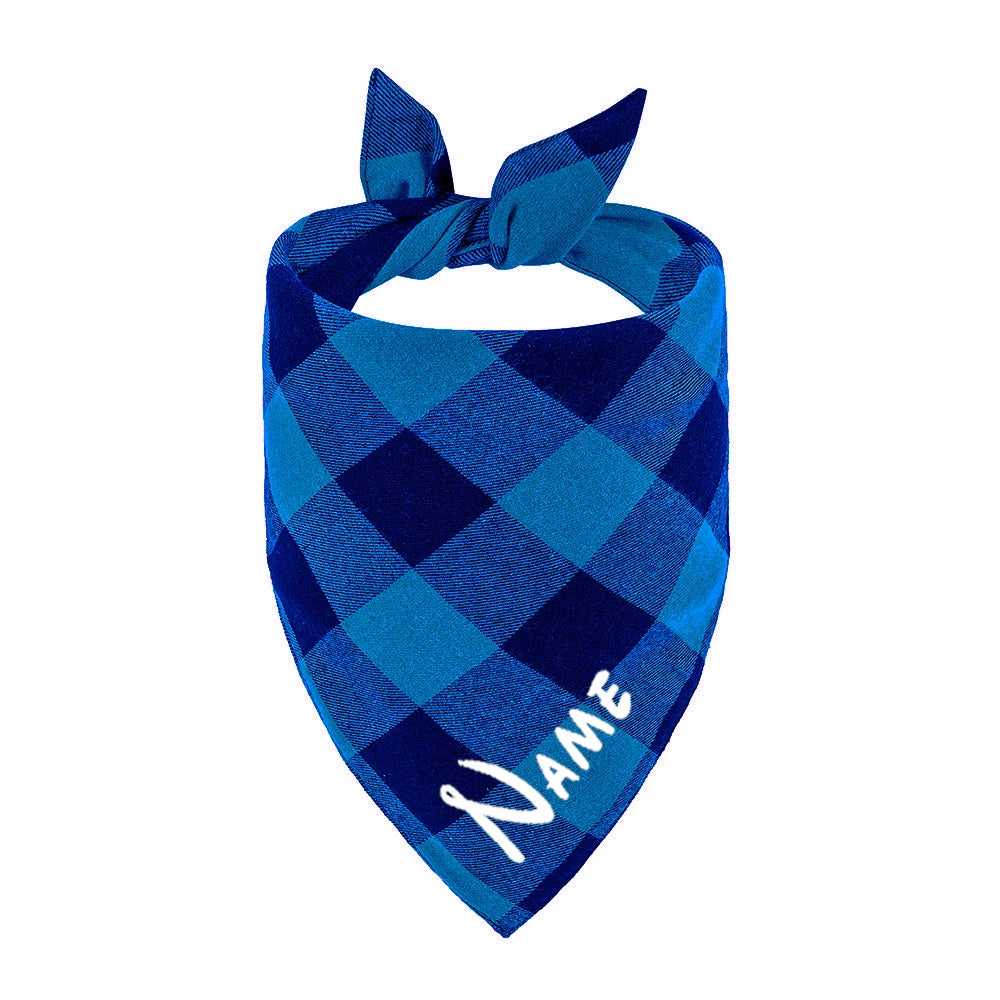 Custom Personalized Name ID Pet Bandanas for Dog Cat Plaid Triangular Bib Scarf Collar Pet Items Puppy Accessories