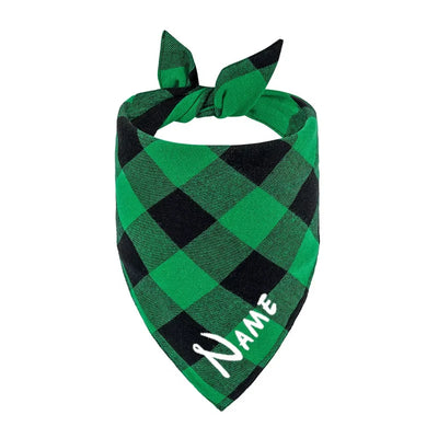 Custom Personalized Name ID Pet Bandanas for Dog Cat Plaid Triangular Bib Scarf Collar Pet Items Puppy Accessories