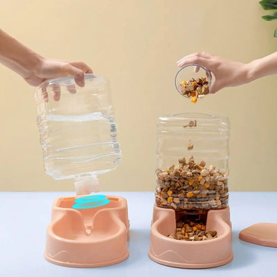 3.8L Automatic Pet Feeder & Waterer Set - Gravity Dispenser for Dogs & Cats