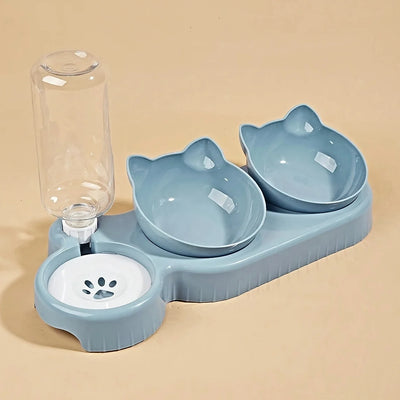 3-in-1 Elevated Cat Bowls with Automatic Water Dispenser