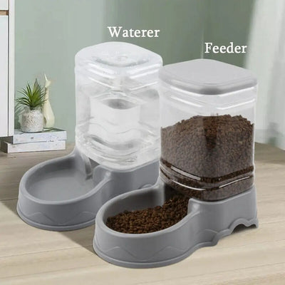 3.8L Automatic Pet Feeder & Waterer Set - Gravity Dispenser for Dogs & Cats