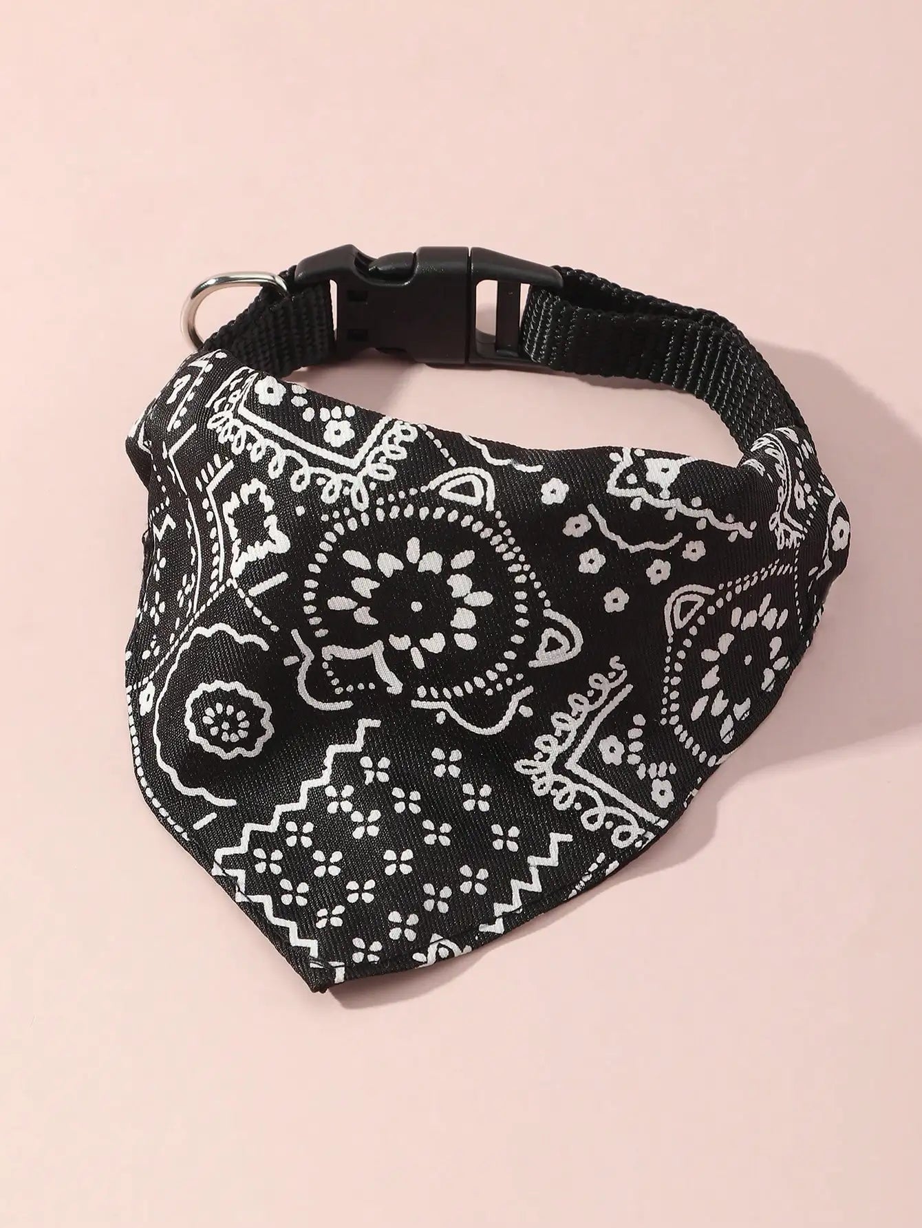 1pc Pink Color Random Pattern Pet Bandana With Adjustable Triangle Shape & Buckle Pet Dog Neck Scarf Puppy Cat Dog Collar Bibs