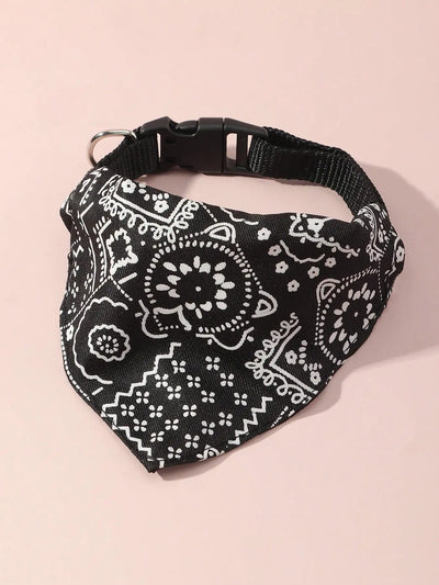 1pc Pink Color Random Pattern Pet Bandana With Adjustable Triangle Shape & Buckle Pet Dog Neck Scarf Puppy Cat Dog Collar Bibs