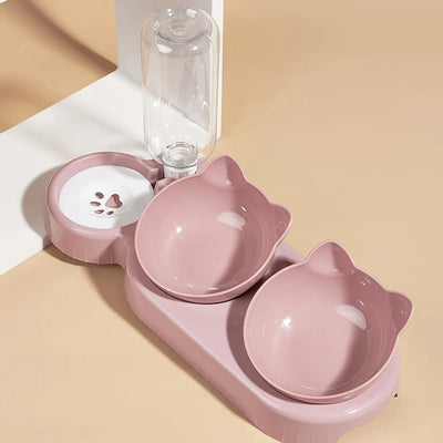 3-in-1 Elevated Cat Bowls with Automatic Water Dispenser