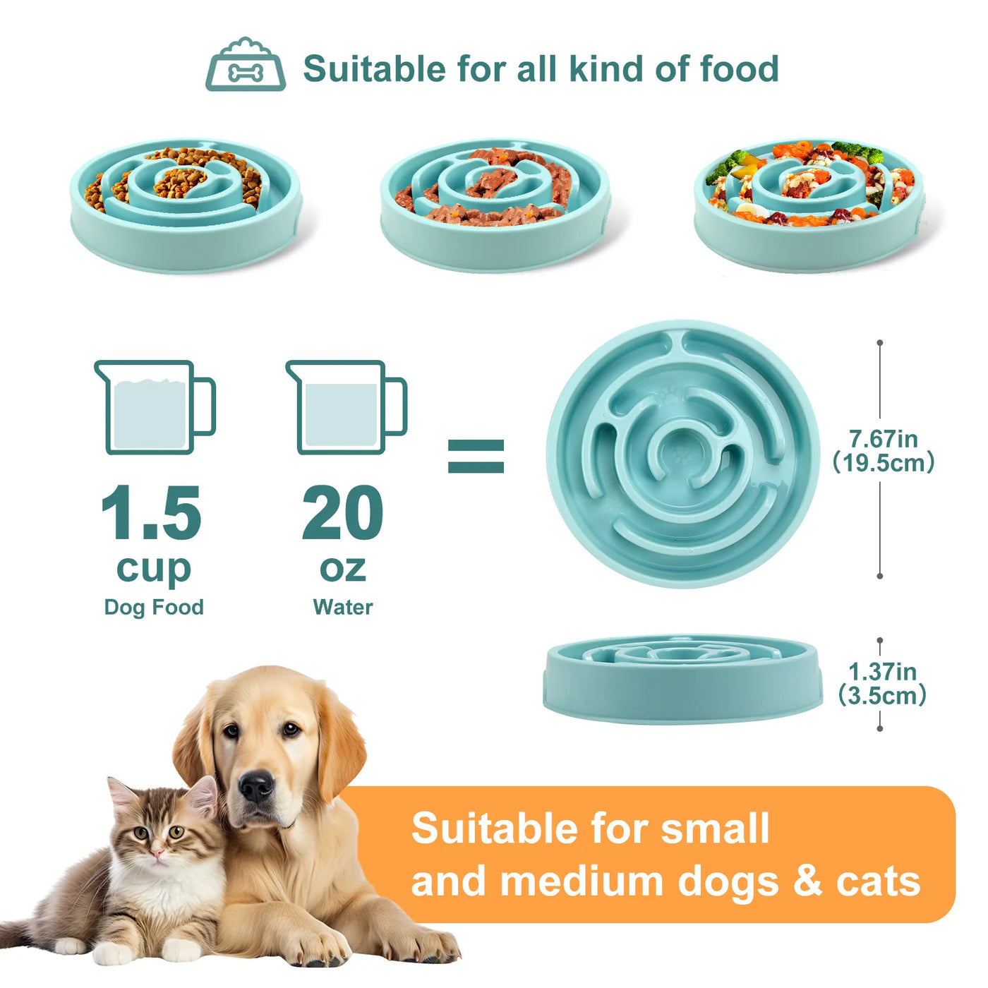 Slow Feeder Pet Bowl - Non-Slip Dish for Healthy Eating