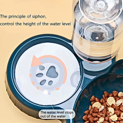 3-in-1 Elevated Cat Bowls with Automatic Water Dispenser