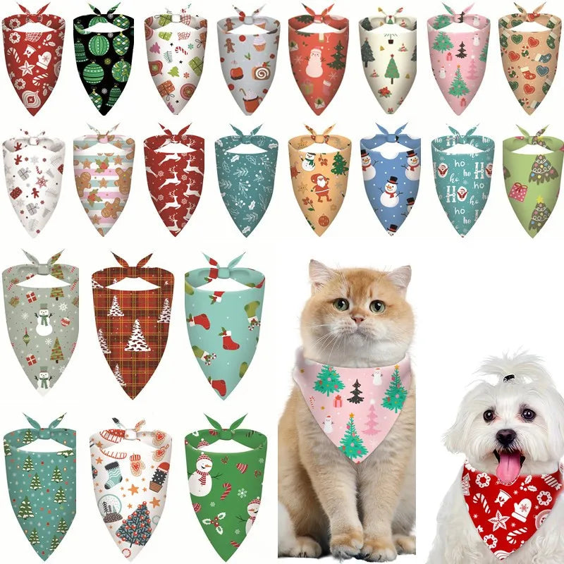 Dog Scarf Bandana Collar Bibs Cat Neck Decor Christmas Halloween Pet Supplies Puppy Cat Dog Accessories for Small Dogs