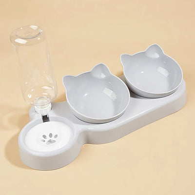 3-in-1 Elevated Cat Bowls with Automatic Water Dispenser