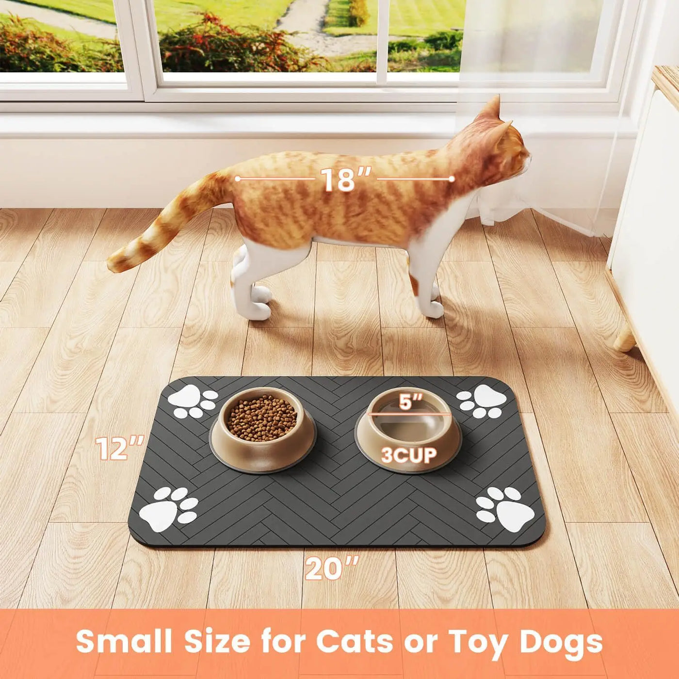 Absorbent Pet Feeding Mat - Waterproof Placemat for Dog & Cat Bowls