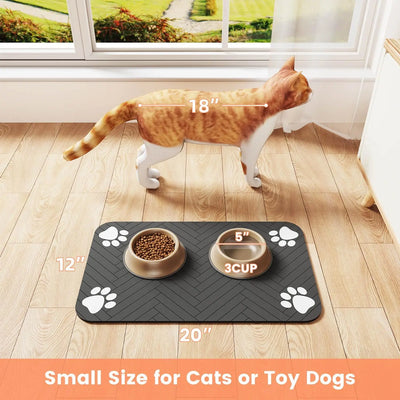 Absorbent Pet Feeding Mat - Waterproof Placemat for Dog & Cat Bowls