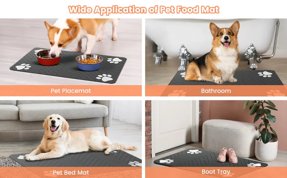 Absorbent Pet Feeding Mat - Waterproof Placemat for Dog & Cat Bowls