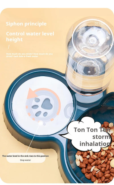 3-in-1 Elevated Cat Bowls with Automatic Water Dispenser