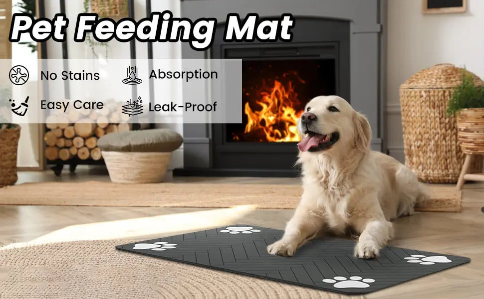 Absorbent Pet Feeding Mat - Waterproof Placemat for Dog & Cat Bowls