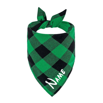 Custom Personalized Name ID Pet Bandanas for Dog Cat Plaid Triangular Bib Scarf Collar Pet Items Puppy Accessories