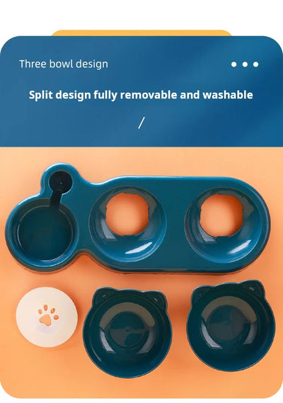 3-in-1 Elevated Cat Bowls with Automatic Water Dispenser