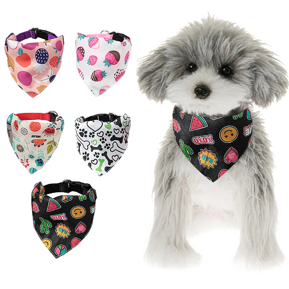 Pet Dog Neck Scarf Puppy Cat Dog Collar Bandana Collar Scarf with Leather Collar Accessories Adjustable Pet Puppy Cat Scarf