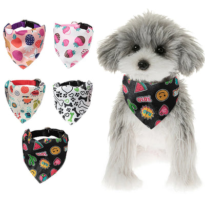 Pet Dog Neck Scarf Puppy Cat Dog Collar Bandana Collar Scarf with Leather Collar Accessories Adjustable Pet Puppy Cat Scarf