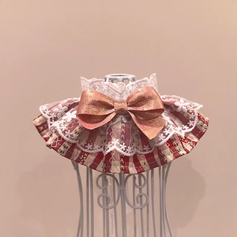 Fashion Pet Bandana with Lace, Adjustable Cat Dog Bib Scarf for Puppy Kitten, Cute Ruffle Collar Accessory for Small Medium Pets