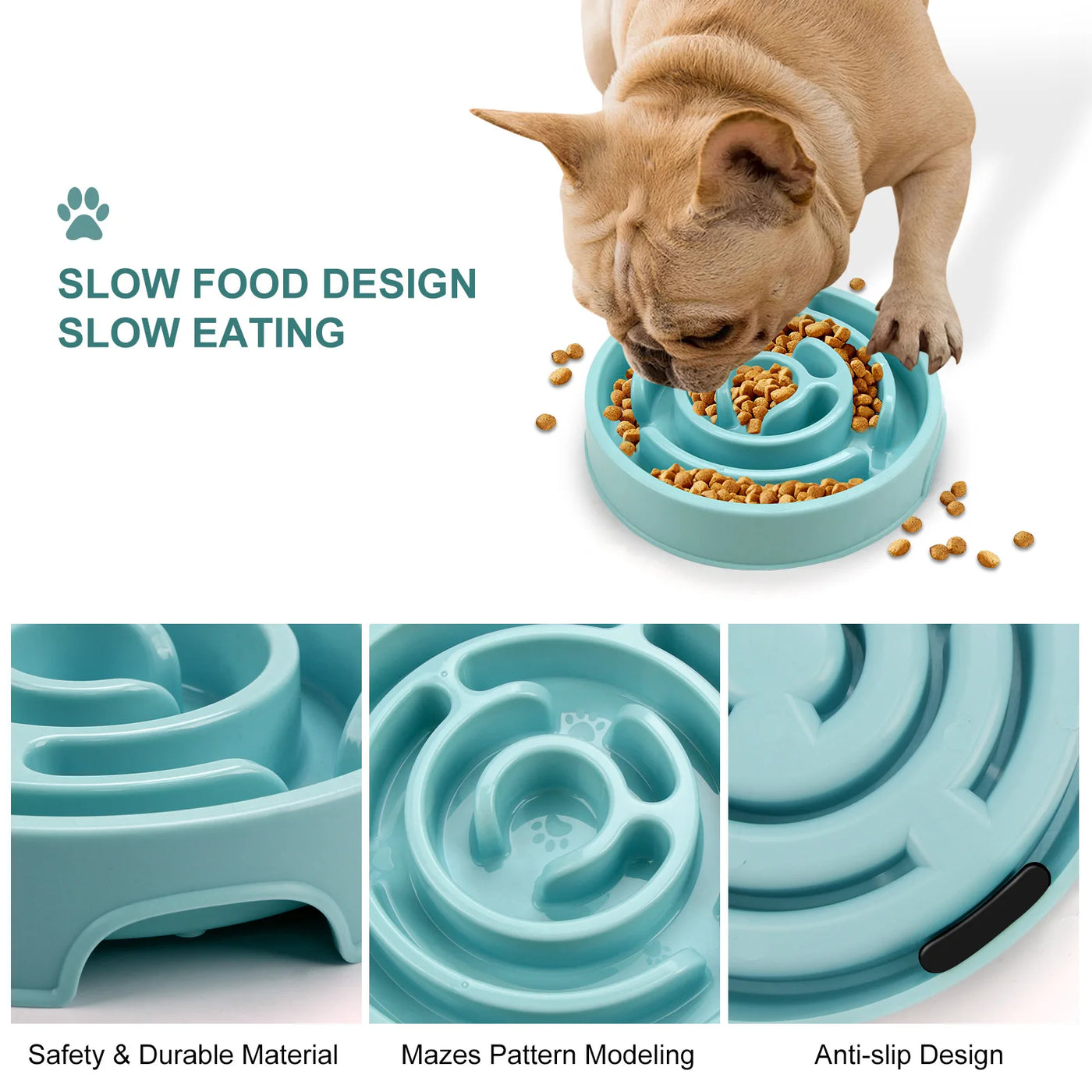 Slow Feeder Pet Bowl - Non-Slip Dish for Healthy Eating