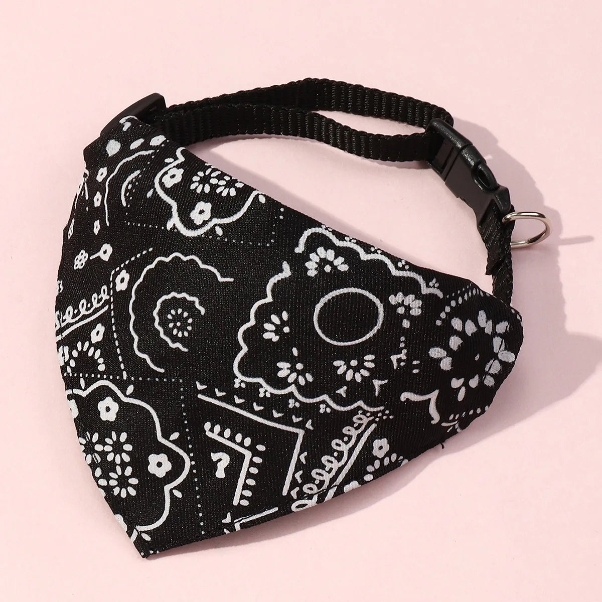 1pc Pink Color Random Pattern Pet Bandana With Adjustable Triangle Shape & Buckle Pet Dog Neck Scarf Puppy Cat Dog Collar Bibs