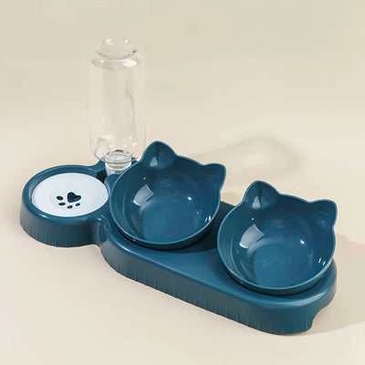 3-in-1 Elevated Cat Bowls with Automatic Water Dispenser