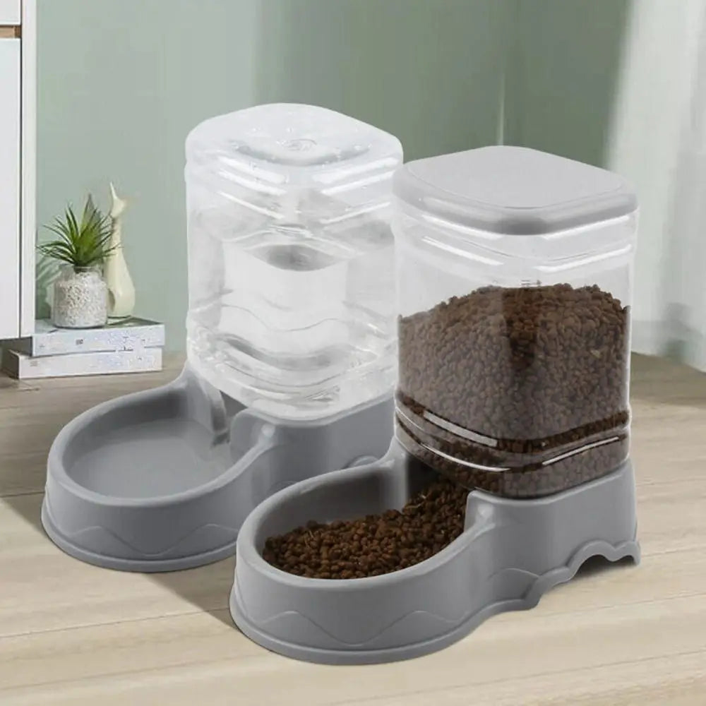 3.8L Automatic Pet Feeder & Waterer Set - Gravity Dispenser for Dogs & Cats