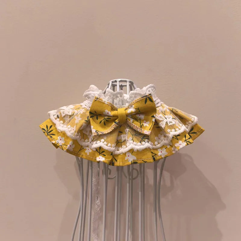 Fashion Pet Bandana with Lace, Adjustable Cat Dog Bib Scarf for Puppy Kitten, Cute Ruffle Collar Accessory for Small Medium Pets