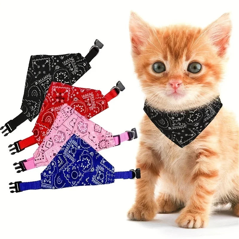 Adjustable Pet Puppy Cat Scarf Bandana Collar Neck Scarf For Small Dogs Kitten Saliva Towel with Triangular Bandage