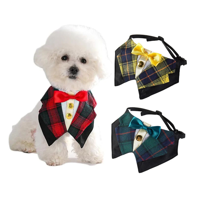 Dog Tuxedo Formal Cat Wedding Bandana Dog Collar with Bow Tie Cat Birthday Costume Valentines Outfit Pet