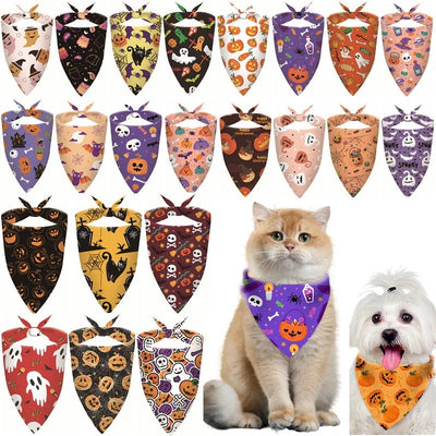 Dog Scarf Bandana Collar Bibs Cat Neck Decor Christmas Halloween Pet Supplies Puppy Cat Dog Accessories for Small Dogs