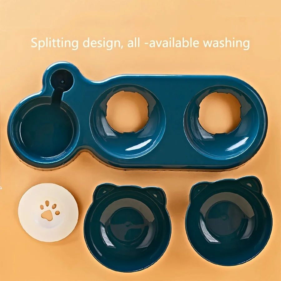 3-in-1 Elevated Cat Bowls with Automatic Water Dispenser