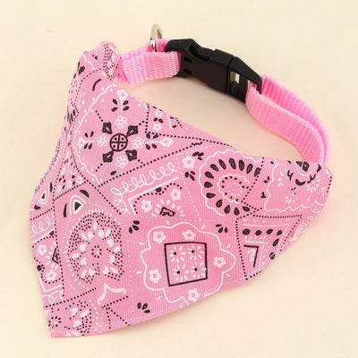 1pc Pink Color Random Pattern Pet Bandana With Adjustable Triangle Shape & Buckle Pet Dog Neck Scarf Puppy Cat Dog Collar Bibs