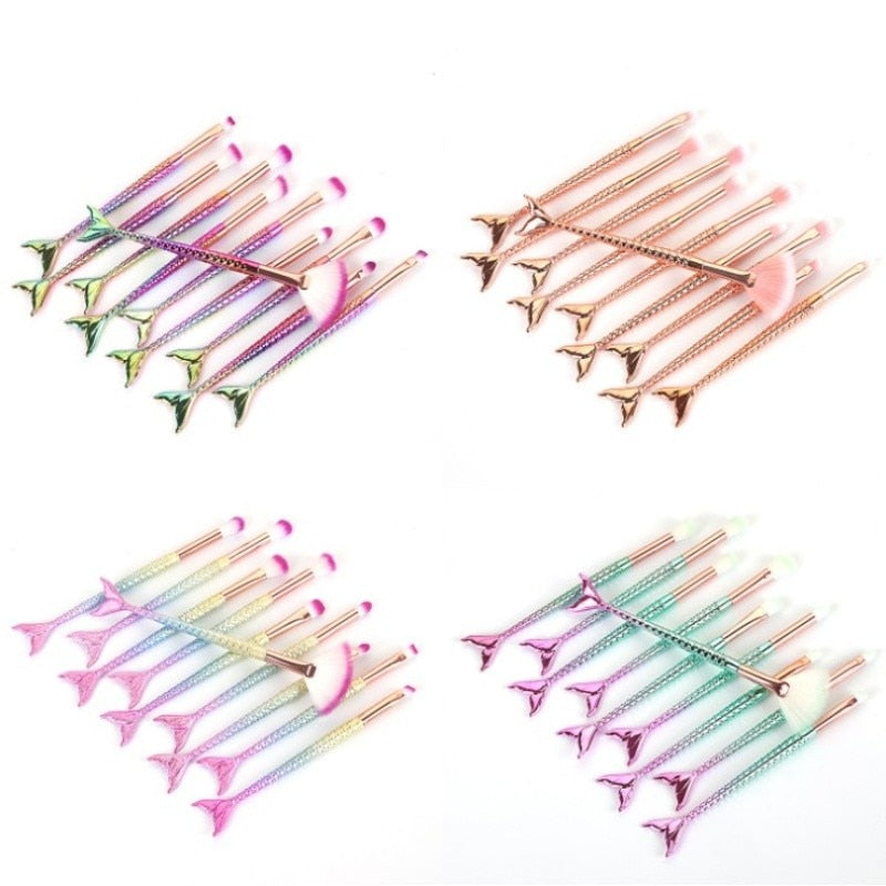 10-Piece Mermaid Makeup Brush Set